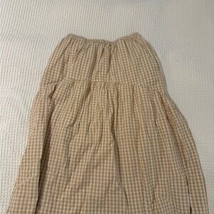 Old Navy Tan and White Smocked Midi Skirt